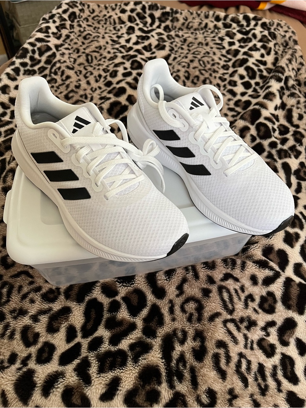 New without box/tags. Women Adidas White Athletic Running Shoes with Black Strip